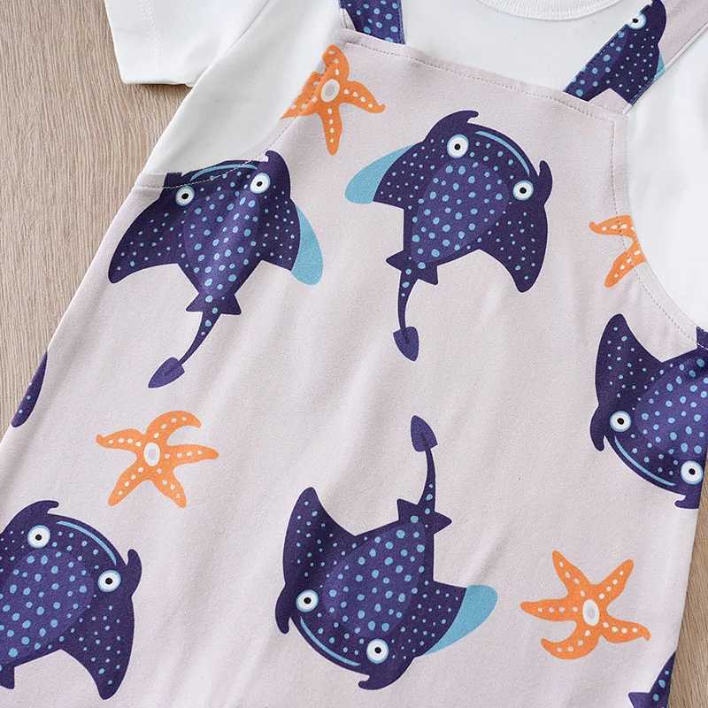 Newborn baby jumpsuit clothing jumpsuit Onesies short sleeved printed clothing summer round neck outdoor sports for children 0-18 months W240812