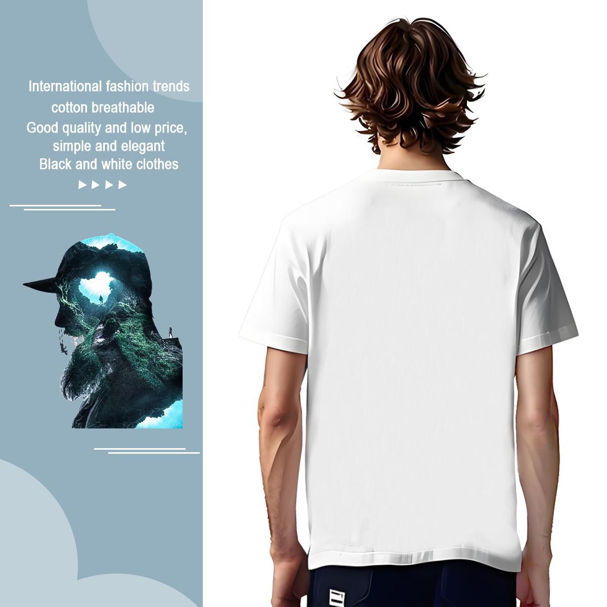 T Shirt For Man 100% Cotton 230g portrait High Street Hip Hop Crew Neck Breathable Plus Size Custom Tshirt for Man Woman Casual New Popular Tee Shirt