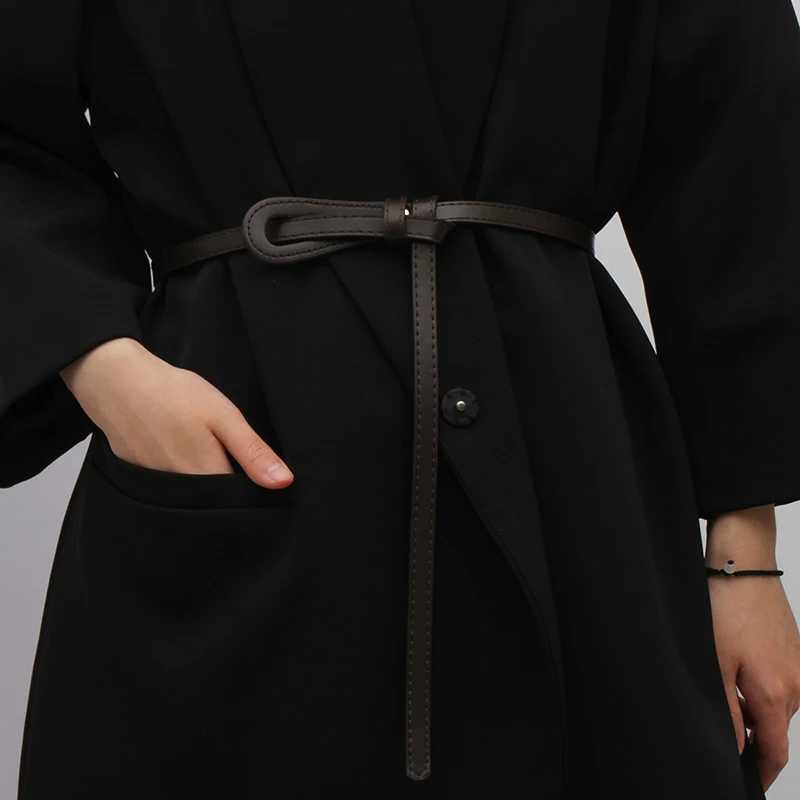 Womens thin knot belt fashionable belt PU belt long womens clothing designer dress outerwear accessories belt W240807