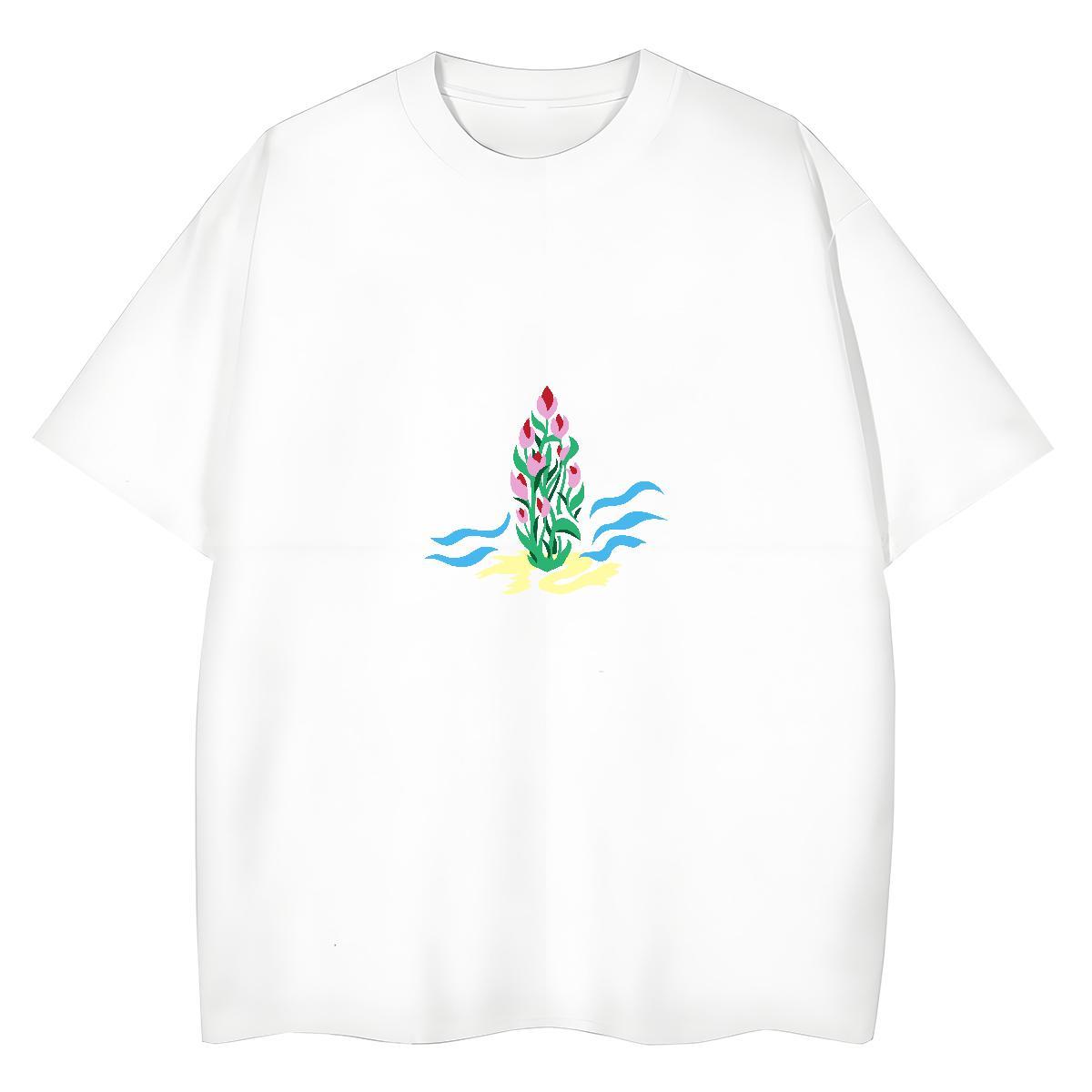 High Quality Tshirt for Man Woman Spring Summer 100% Cotton 230g Custom Big Size Breathable flower T Shirt For Man 2024 New Tee Shirt