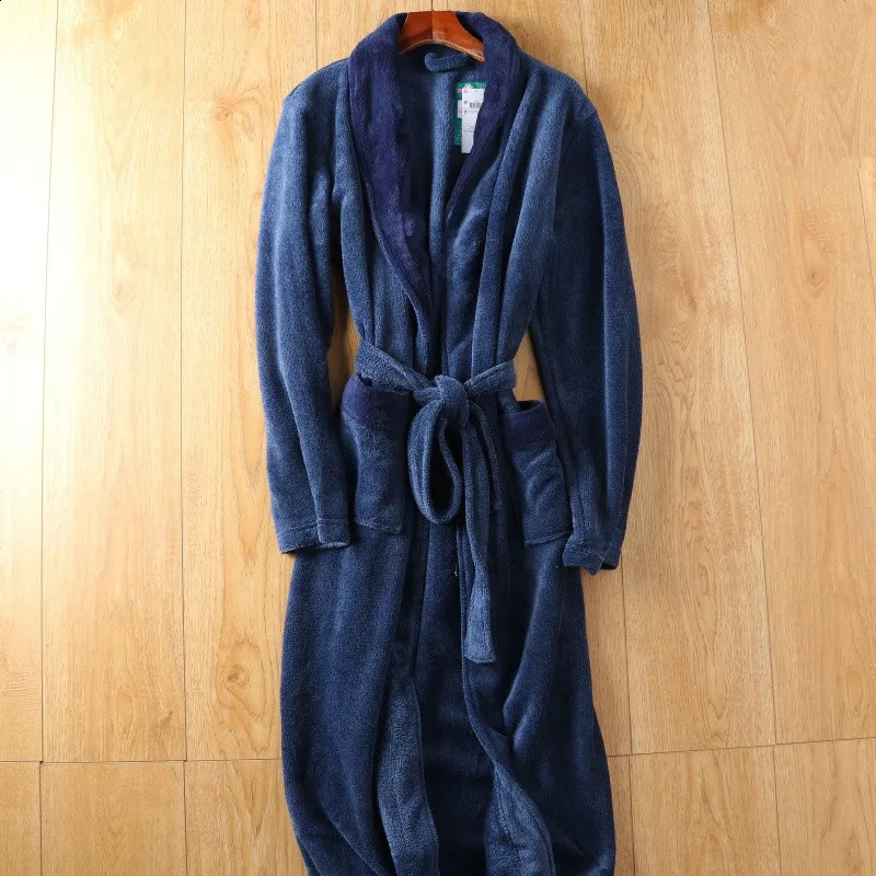 Nightgowns For Men Robes Coral Fleece Very Long Thickening Sleep Gown Plus size S-XXL 240812