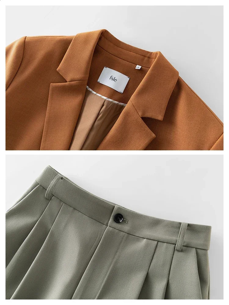 FSLE Korean Style Jacket Set for Womens Autumn Office Professional Pioneer Leisure Two Piece 240812