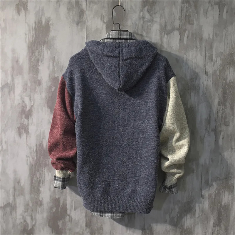 Sweater Men Spring Autumn Mens Hooded Sweater Casual Pullover Warm Knitted Sweatercoat Pull Homme Plus Size 3XL Streetwear 240812
