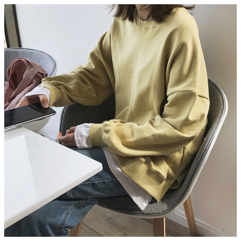 Fake two fleece hoodies for women new autumn and winter Korean version loose student BF Harajuku Hong Kong style top trend 0389e