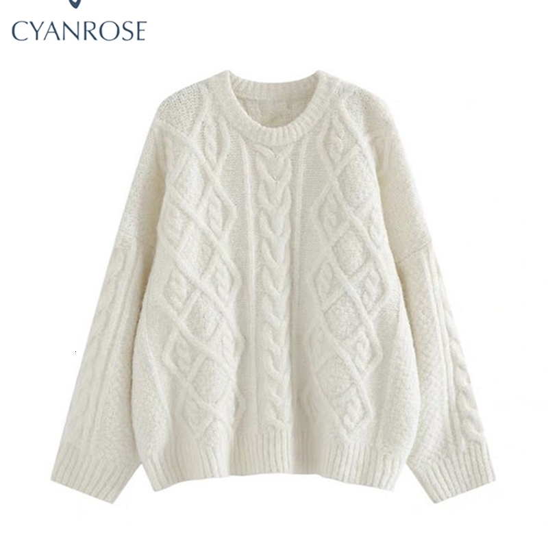 Women Off White Pullover Knit Sweater Harajuku Aesthetic Y2k Long Sleeves O-Neck Sweaters Elegant Vintage 2000s Fashion Clothes 240812