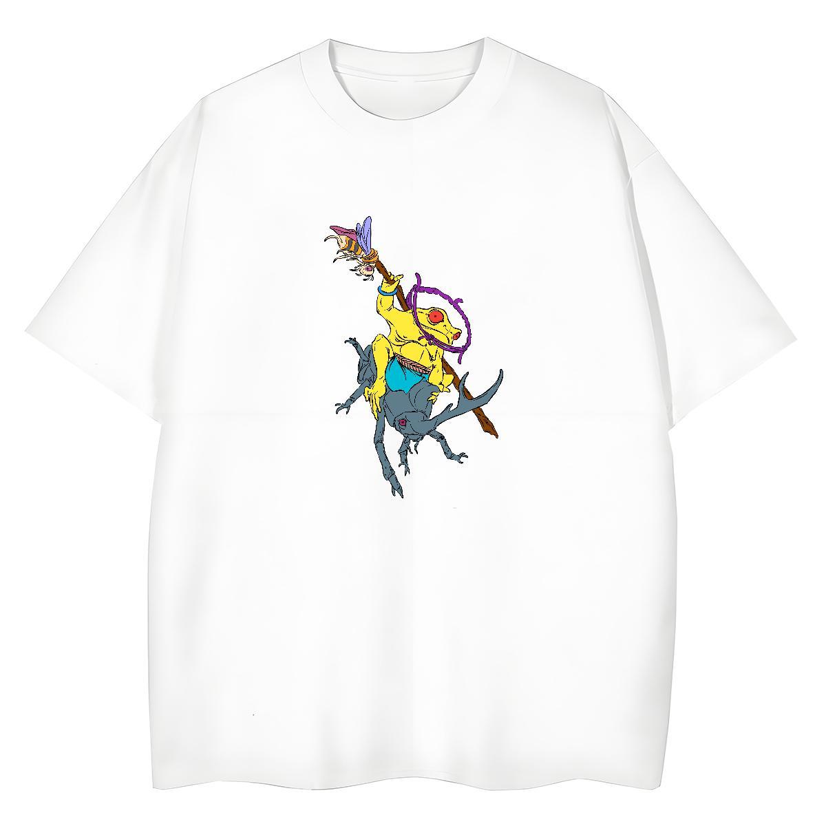 2024 Men Tshirts Frog Street Wear 230g Cotton Tops Short Sleeve O-Neck Loose T Shirts Men Custom Anime