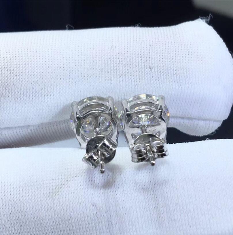Ins Top Sell Stud Earrings Ladies Jewelry Real 100% 925 Sterling Silver Round Cut White Moissanite Diamond Gemstones Party Women Wedding Earring Gift