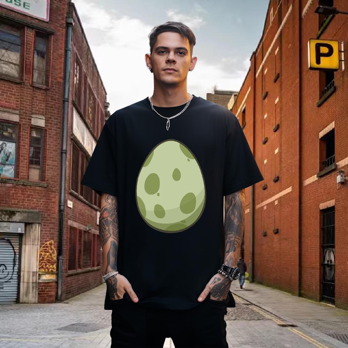 Unisex Men T Shirts dinosaur egg Short Sleeve O-Neck Casual Cartoon Printing L-4XL 230g Pure Cotton Tshirt for Man Woman New Arrival Polos