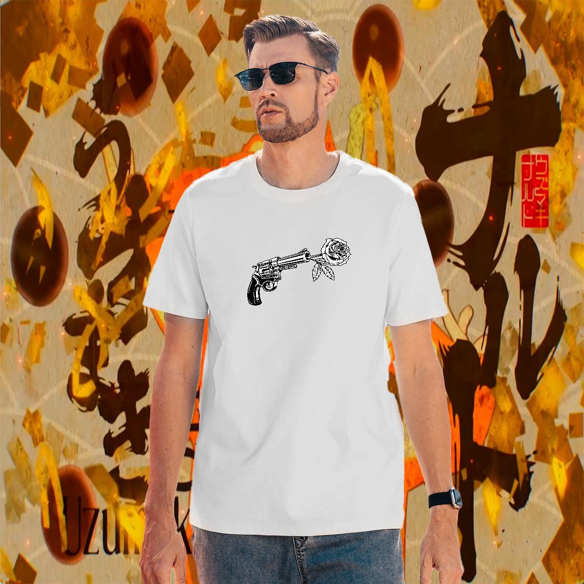 Loose T Shirt For Man pistol O Neck Short Sleeves Daily Outfit Custom Big Size 100% Cotton 230g Men Clothes T-Shirt Fashion New Tees