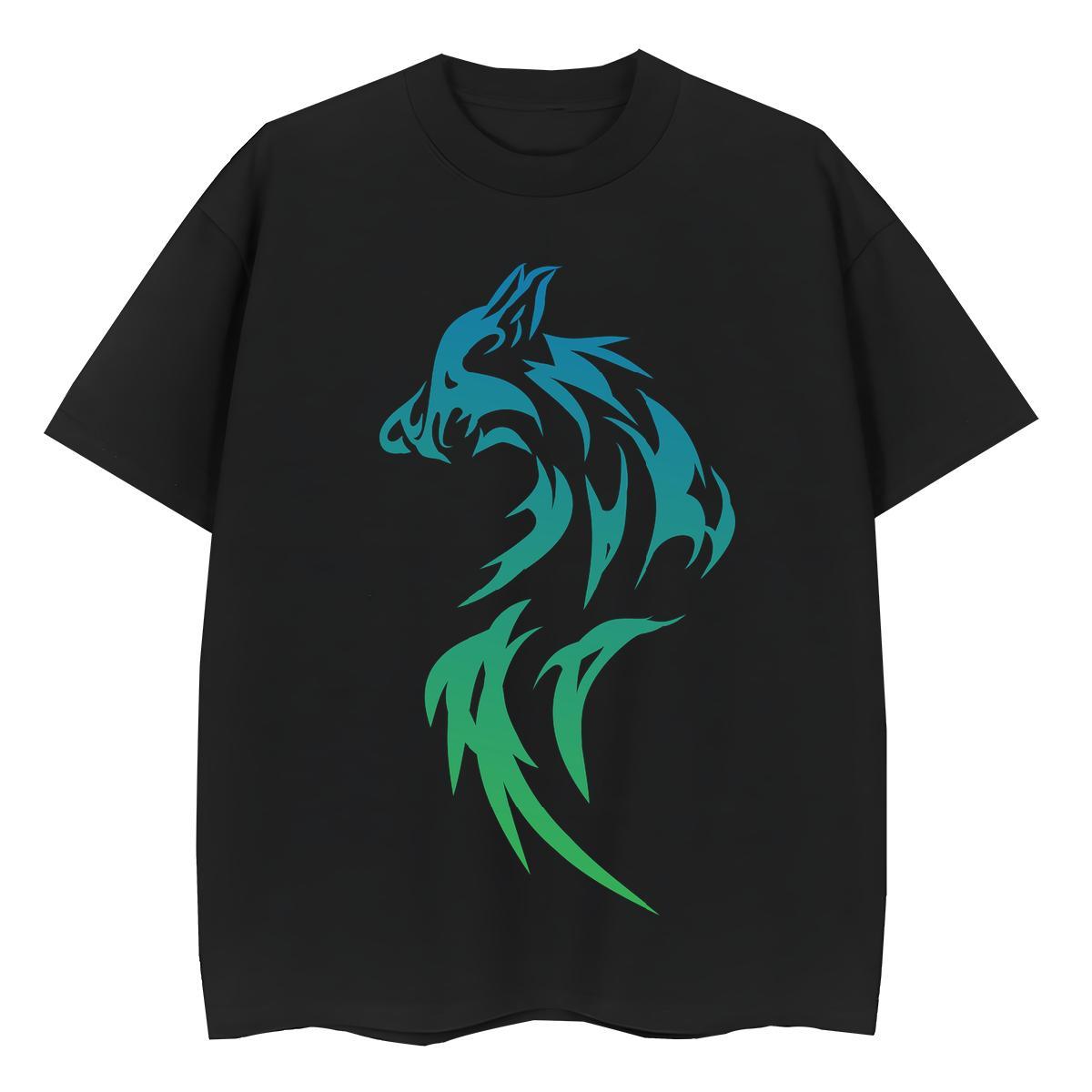 Popular T Shirts Men wolf Breathable Crew Neck Outdoor DIY Printed 230g Pure Cotton Men Clothes T-Shirt 2024 Tees Shirts