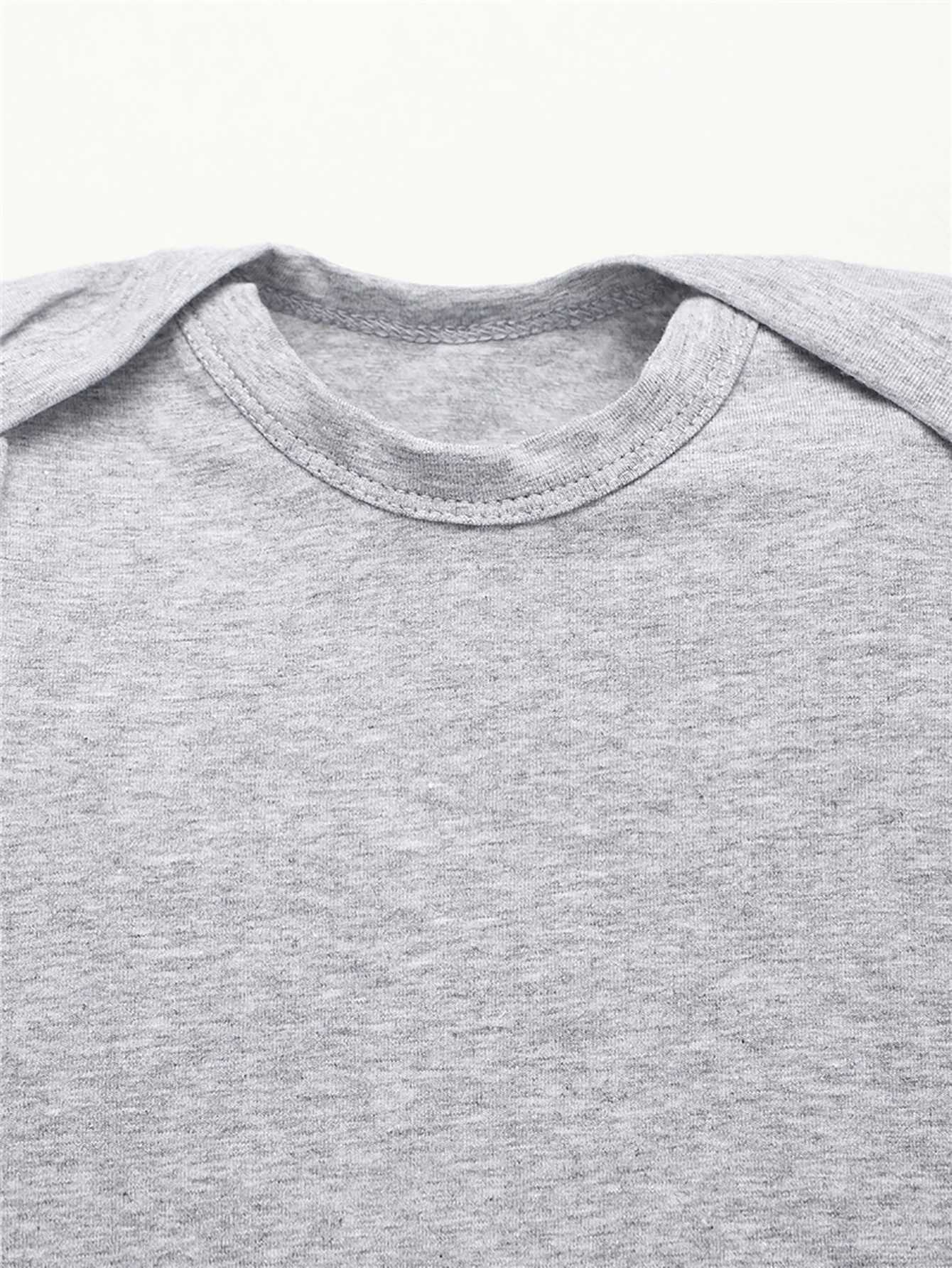 Baby boy cotton tight fitting gray interesting text printing city street casual childrens clothing fashionable hot selling high-quality baby clothing 