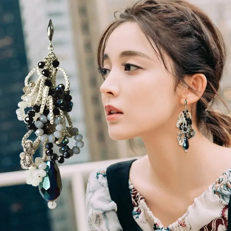 Bohemian style earrings ethnic handmade tassel earrings womens hollow bead pendant earrings jewelry gifts 240810