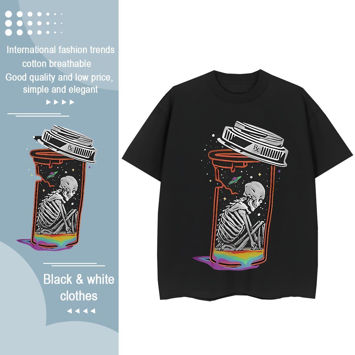 Designer Man T Shirts skull Short Sleeve Soft Hip Hop Street Floral Print 100% Cotton 230g Men Clothes T-Shirt Stylist Tees Shirts