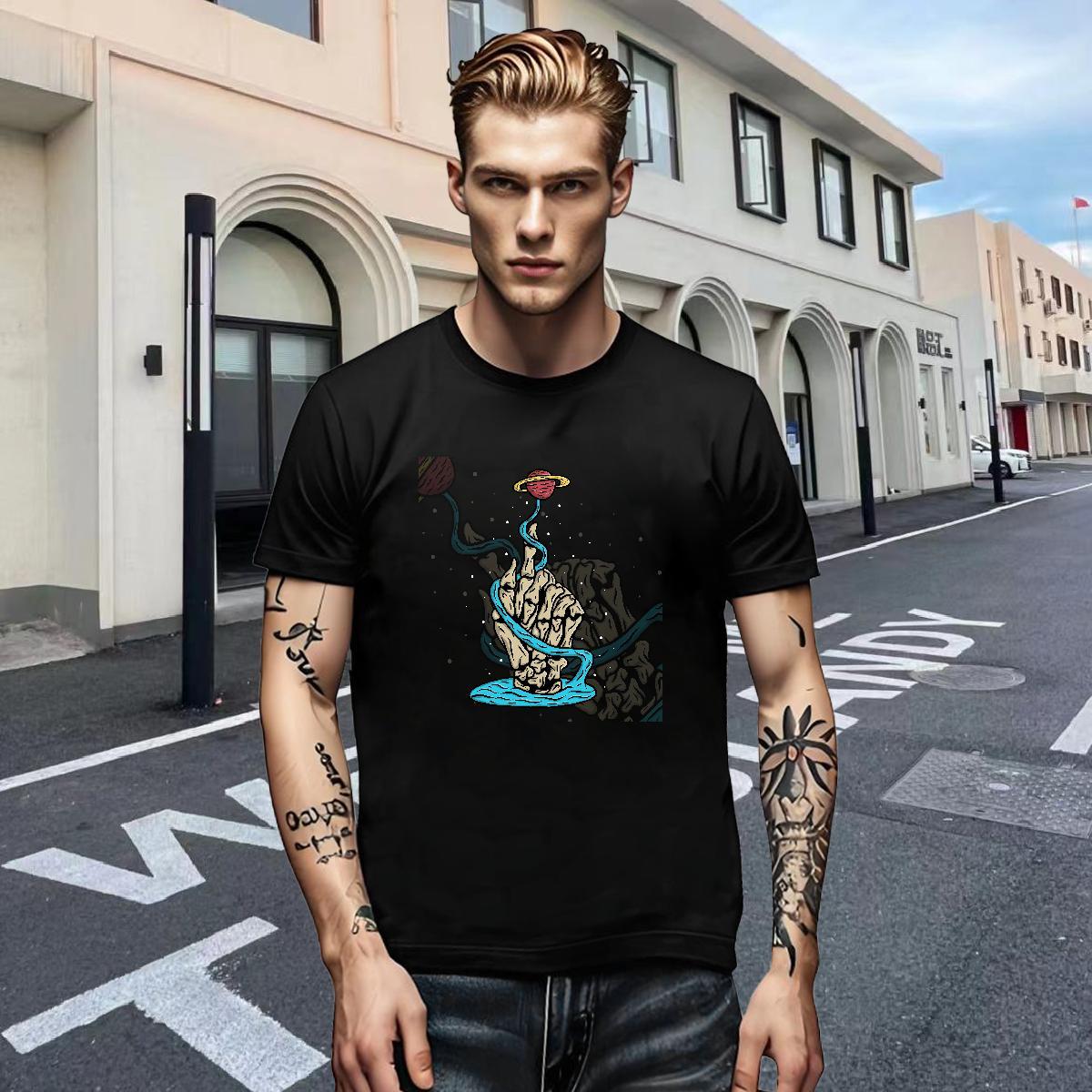 Cool Men Tees Beach 230g Cotton Cartoon Printing L-4XL Breathable Short Sleeve ET T-Shirts for Men Designer Tops