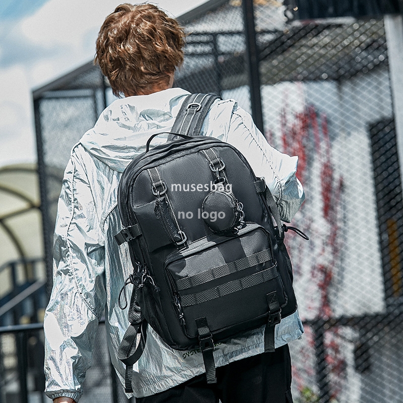 Backpack men's fashion function small travel computer backpack leisure large capacity high school schoolbag female minority