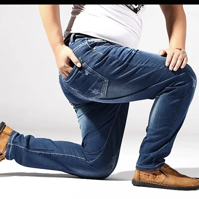 Distressed Extra Large Jeans For Men Stretch Denim Trousers 6XL 7XL 8XL Big Plus Size Mens Ripped Pants 160KG Male Elastic Jean 240812