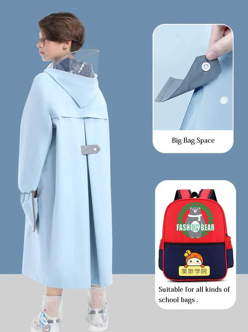 Children Kids Raincoat Boys Girls Thickening Rain Coat Poncho Jacket Outdoor Hiking Student Rainwear With Bag Space High Quality Y240810