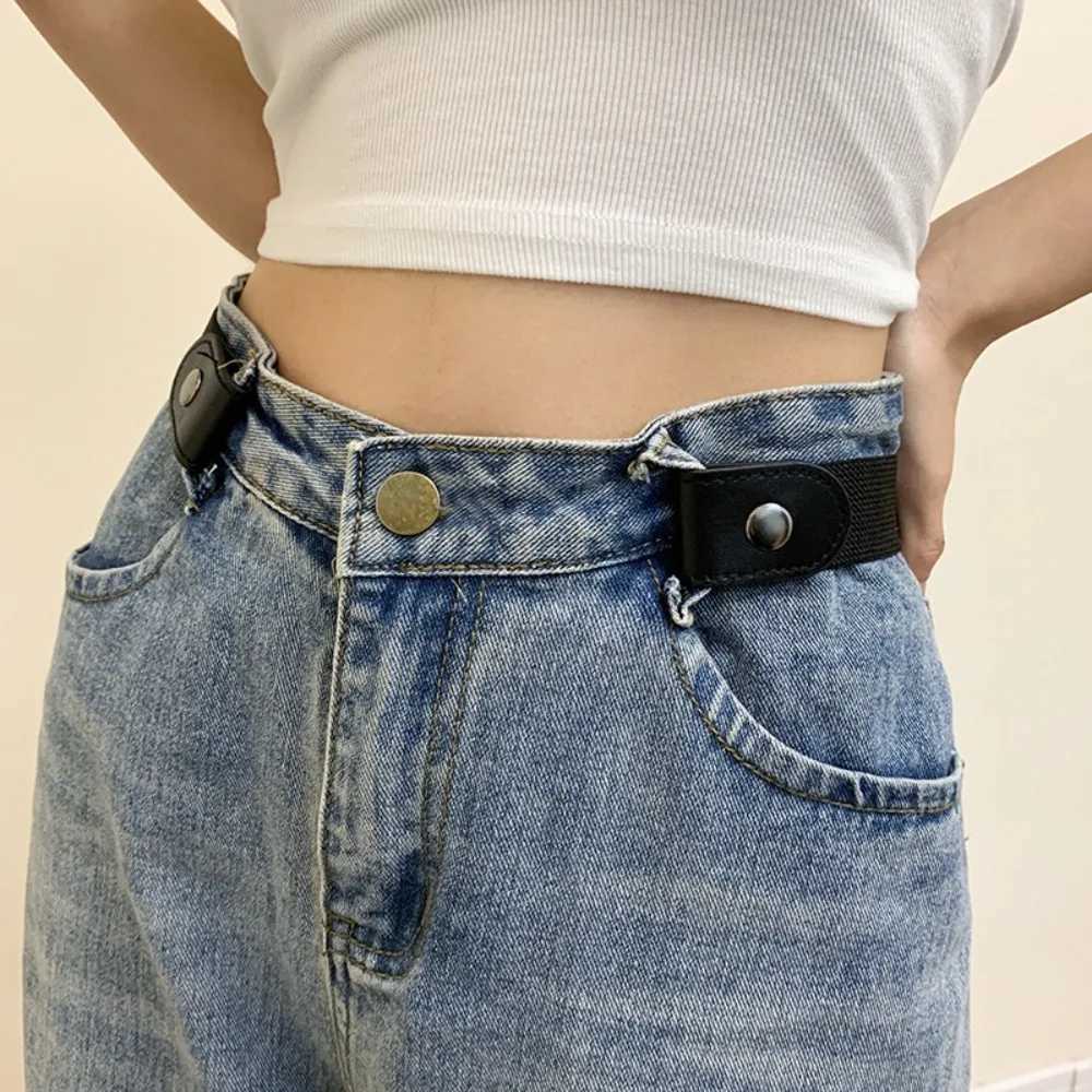 Lazy traceless stamped straps womens summer decorative jeans trendy womens waist belts elastic invisible straps W240807