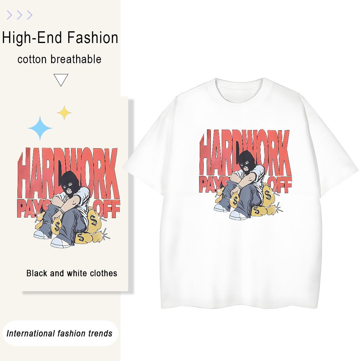 Classic Couples T Shirts Hip Hop 100% Cotton 230g Black Oversized Breathable Short Sleeve money T Shirt For Man Stylist Tshirts