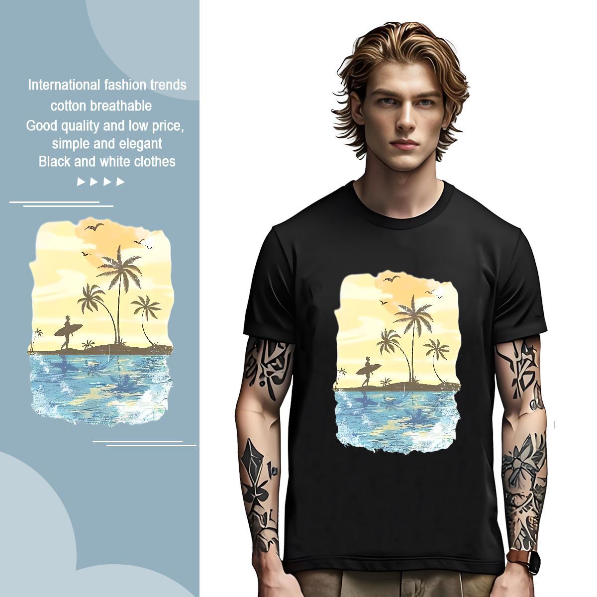 Mens T Shirts 230g Cotton tree Casual Beach Crew Neck Oversized 4XL Tshirt for Man Woman Classic Casual Soft Clothings