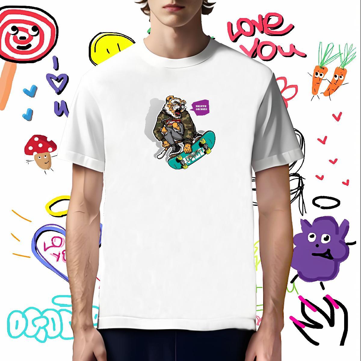 Cool Man T Shirts Short Sleeve Soft Street Anime Print 230g Pure Cotton Men Tees Free Shipping Wear