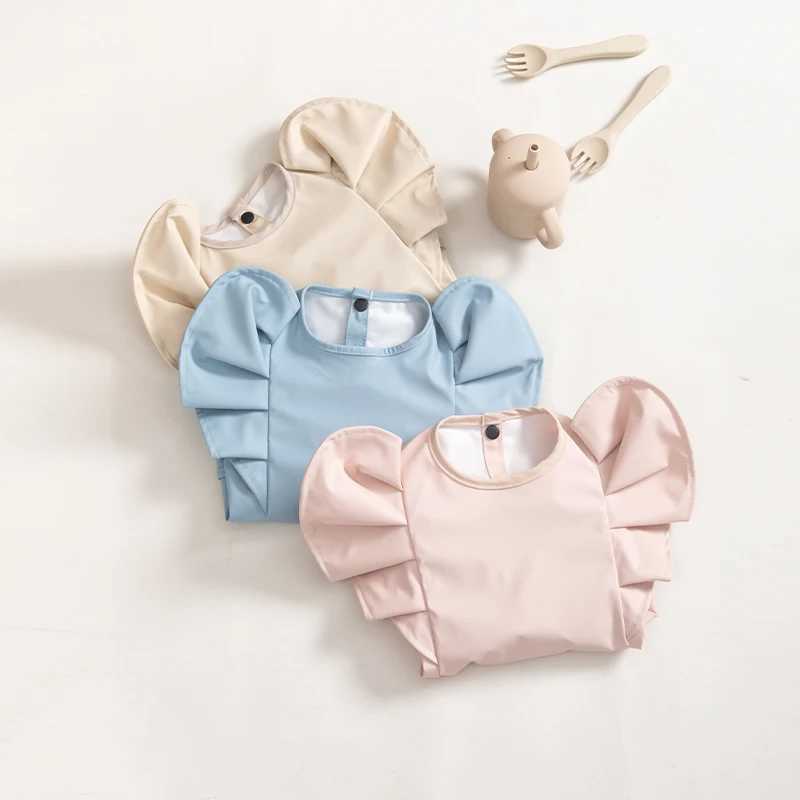 Bibs Burp Cloths Waterproof Baby Bibs Angel Wings Newborn Feeding Bib Kids Long Sleeve Art Smock Anti-dirty Dinning Apron with Pocket Baby StuffL4812