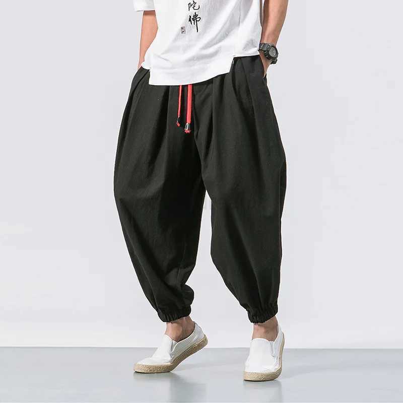 Spring Summer Solid Color Pants Men Loose Casual Wide Sweatpants Fashion Baggy Bottoms Casual Joggers Male Lantern PantsXJ240813