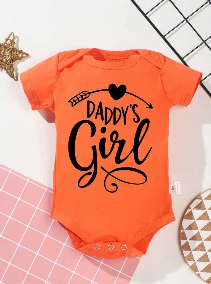 Preschool girl boy clothing tight fitting clothes dad girl printed baby jumpsuit short sleeved irregular letter Onesie W240812