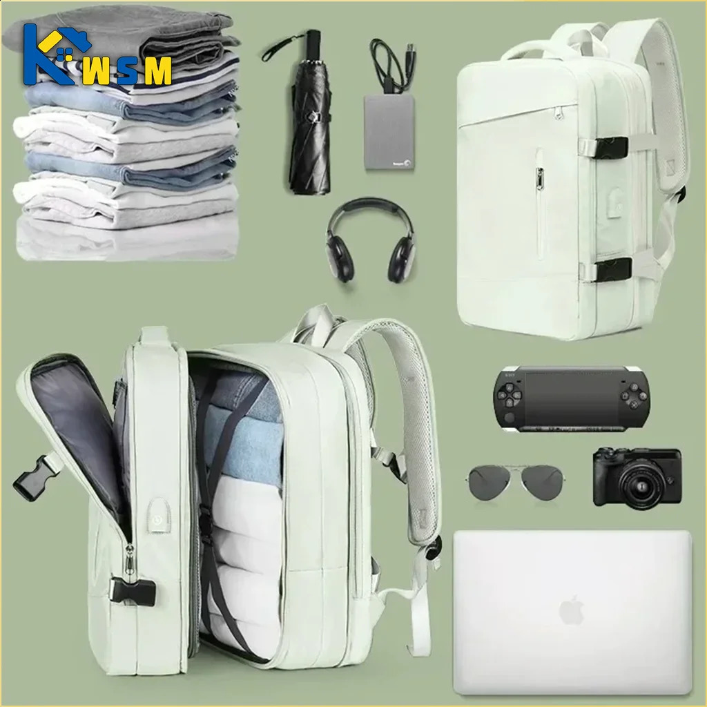 Super Charging Large Capacity Bags Business Multi functional Backpack Expandable Airplane Travel 240813