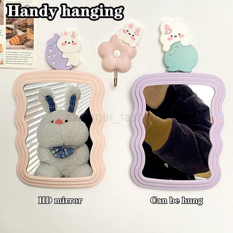 1pc Cute Corrugated Desktop Makeup Mirror Solid Color Simple Portable Handheld Makeup Mirror Foldable Creative For WomenXJ240813