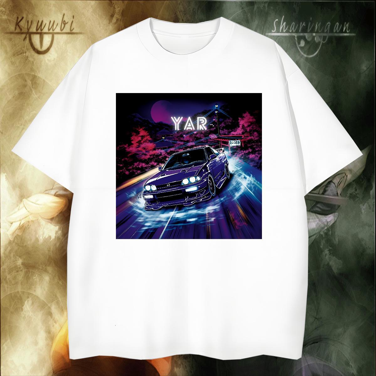 Comfortable Tshirts Sport 230g Cotton Anime Print Round Neck Short Sleeve car T-Shirts for Men Wholesale Tops