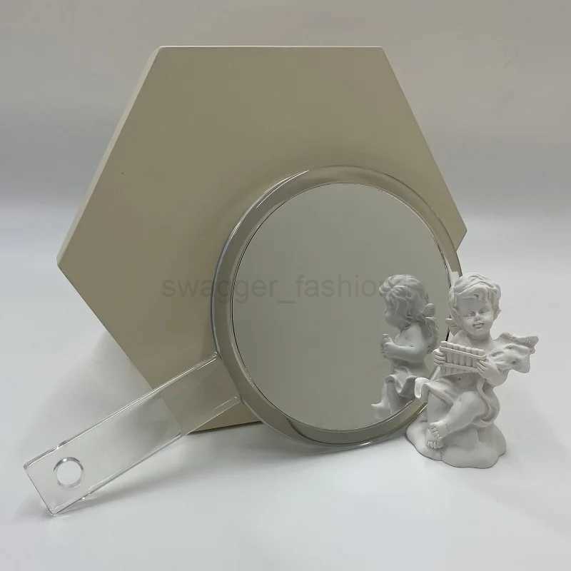 Handheld 1X/5X Magnifying Makeup Mirror Double-Sided Vanity Transparent Hand Mirrors Round Shape for Cosmetic DresserXJ240813