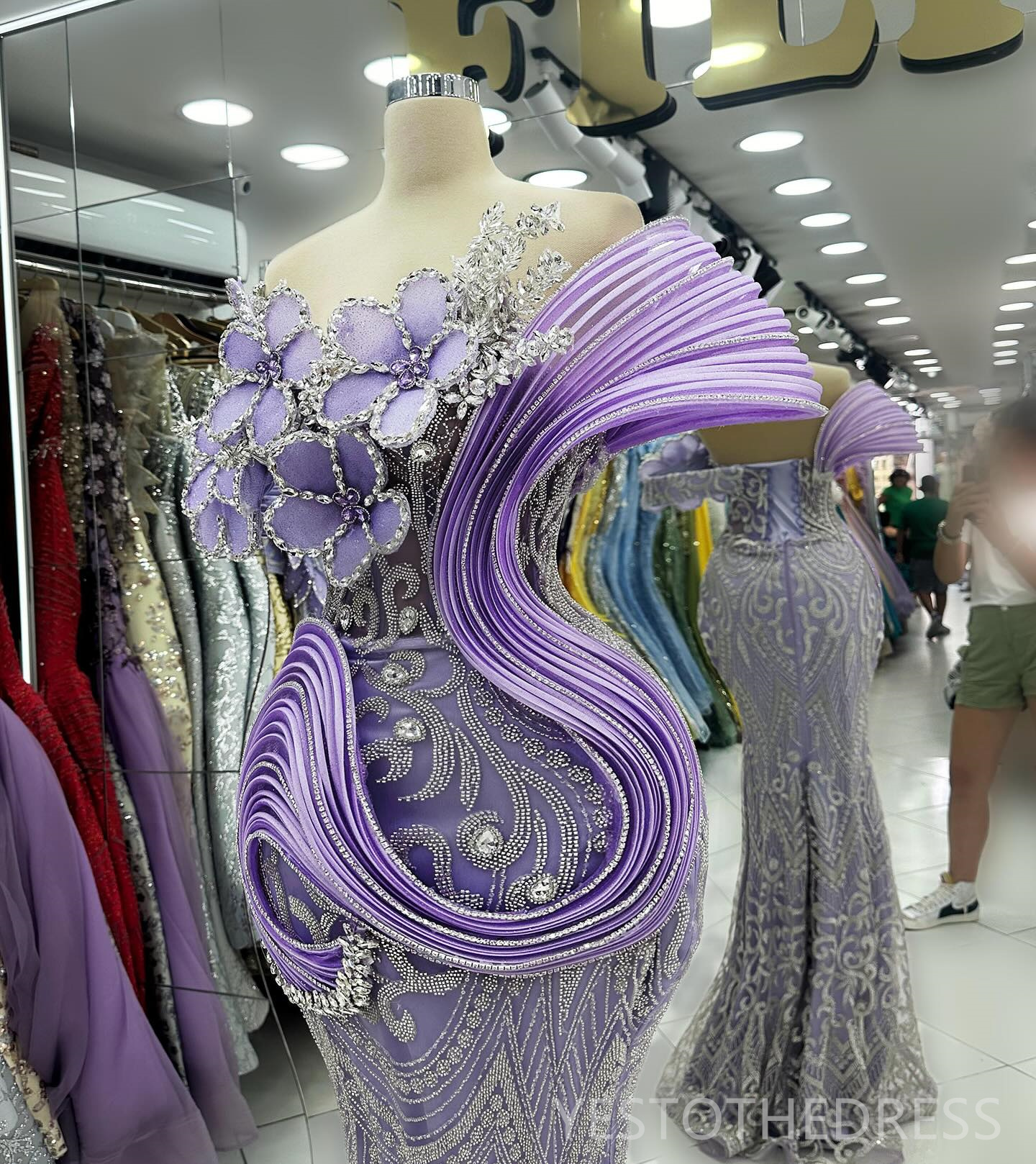 Elegant Purple Prom Evening Dresses Mermaid One Shoulder Beaded Lace Crystals Rhinestones Birthday Party Dress Vestido De soiree BC21018