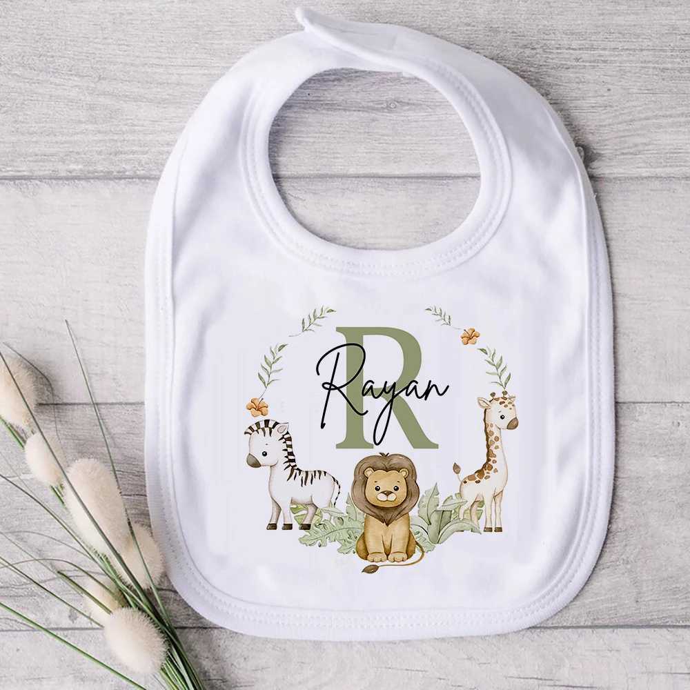 Bibs Burp Cloths Personalised Baby Bib Safari Animals Bibs Initial with Name Newborn Wild One Birthday Gifts Infant Saliva Towel Baby Shower GiftL4812