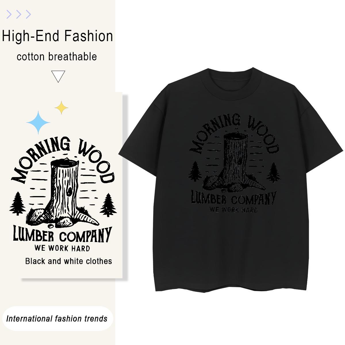 DIY Men Tops Tees tree Hip Hop Street 230g 100% Cotton Polos Breathable Short Sleeve Loose Fit T-Shirts Cartoon Print