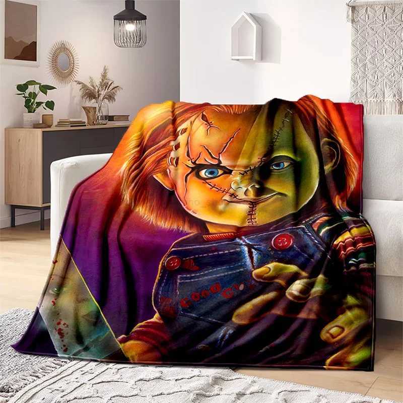 Halloween Throw Blanket Horror film Chucky Annabelle Blanket Soft Home Plush Sheet Sofa Cover all Seasons Travel Warm BlanketXJ240813