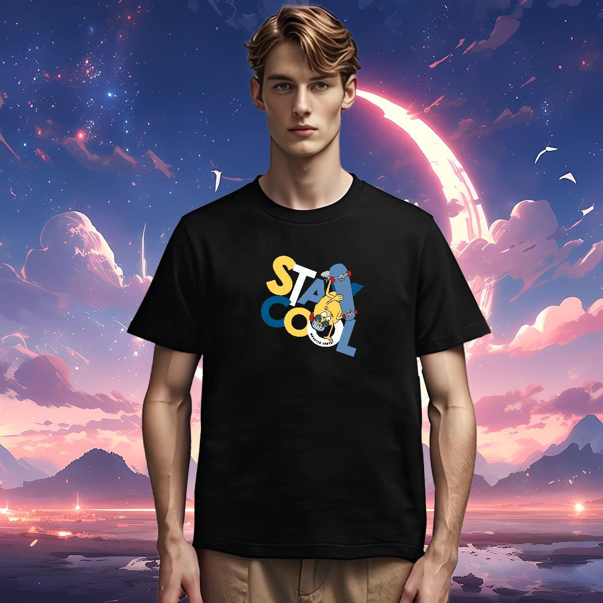 T-Shirts 100% Cotton 230g USA Casual Round Neck Short Sleeve Anime Print Men Tops Tees Factory Direct Cool Design Clothings
