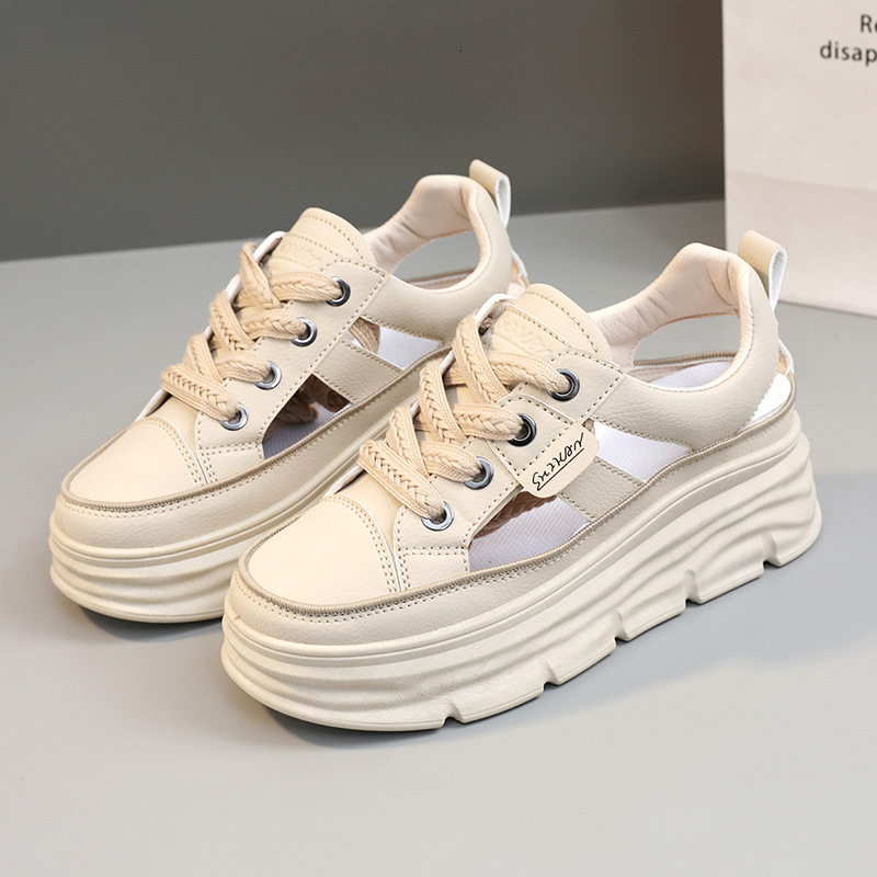 Ddmysports W New Hollowed Out Sandals In The Summer Of Height Increasing Breathable Thick Soled Casual White Shoes Versatile For Women Outdoor Shoes