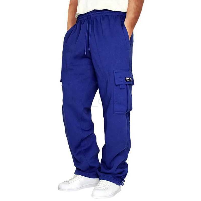 Mens Sweatpants Straight Fit Joggers for Sports and Streetwear Loose Oversized Drawstring Long Pants Men Multi-pocket PantsXJ2
