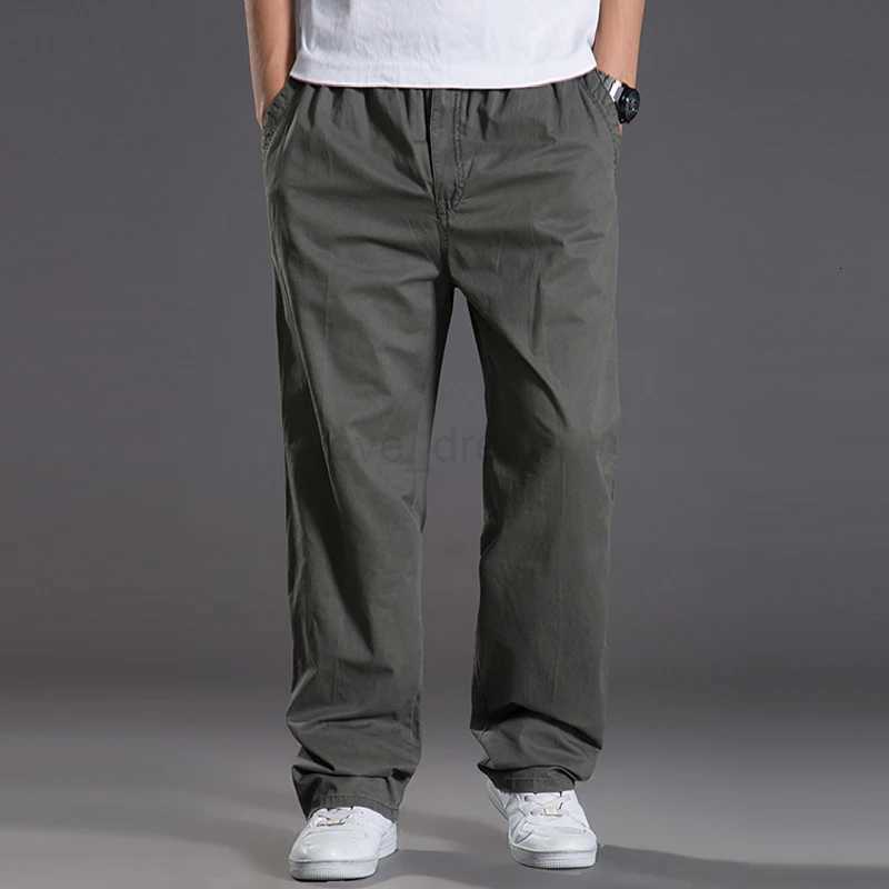 Mens casual Cargo Cotton pants men pocket loose Straight Pants Elastic Work Trousers Brand Fit Joggers Male Super Large Size 6XLXJ240813