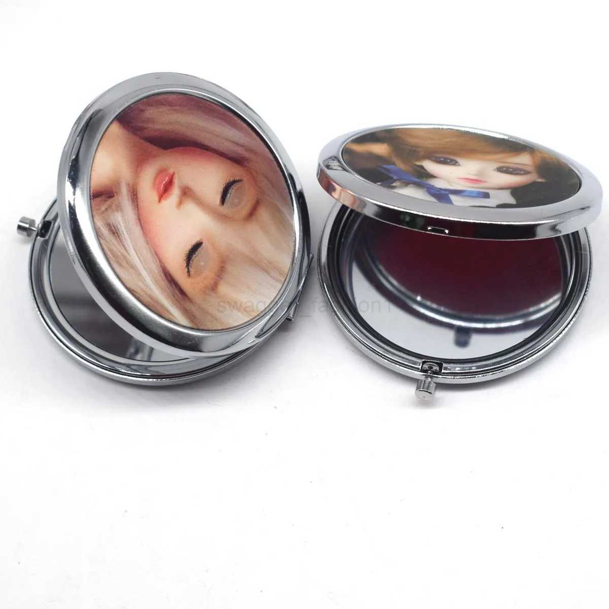 Cute Doll Mini Pocket Makeup Mirror Cosmetic Compact Portable Mirrors Dual Sides Stainless Steel Cosmetic Makeup MirrorsXJ240813
