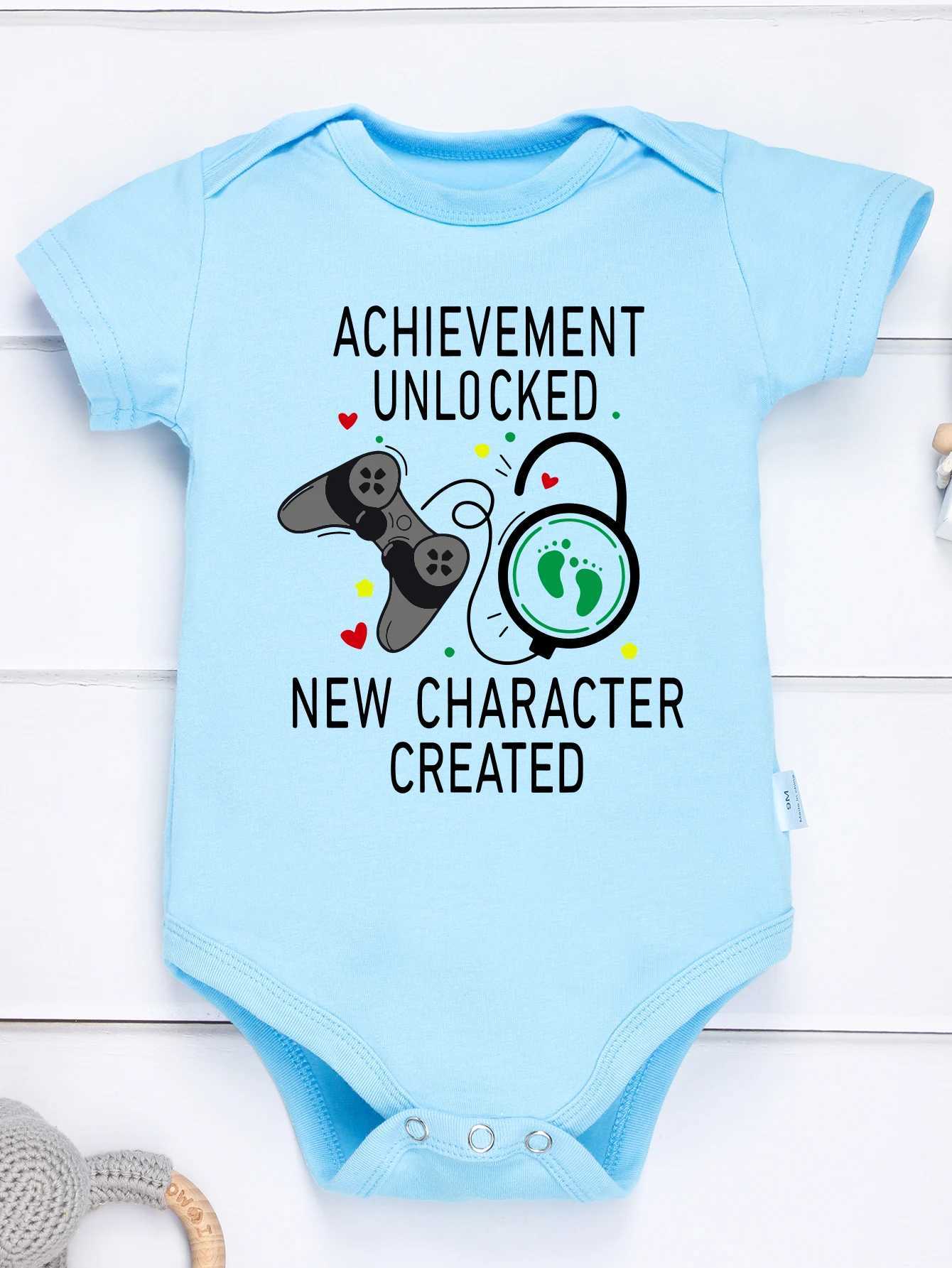 Cartoon game console childrens tight fitting clothes with aesthetic patterns cotton newborn short sleeves comfortable and soft O-neck baby jumpsuit W2