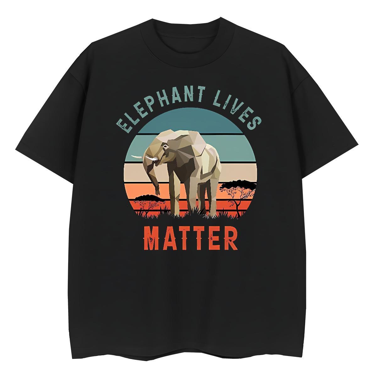 Custom Men Tops Tees Elephant Daily Outfit 100% Cotton 230g Wear Breathable Crew Neck Unisex Men T Shirts Black White
