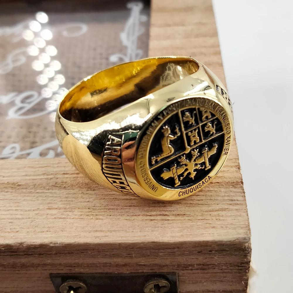 Custom Engraved 17mm Round Top Ring Engraved Signet Ring Personalize Engraving Letters Rings Fashion Men Copper Jewelry 240812