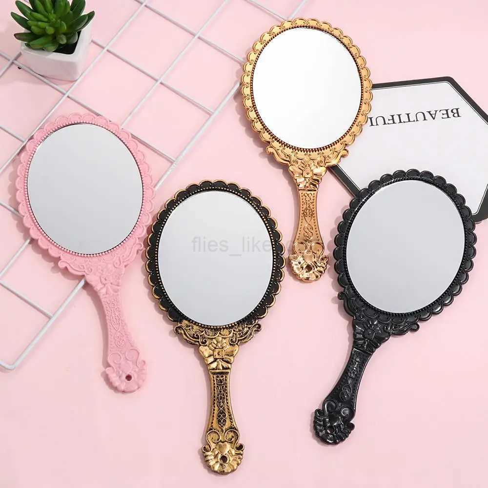 4-color retro oval hand mirror handheld vanity mirror vertical vanity mirror W240813
