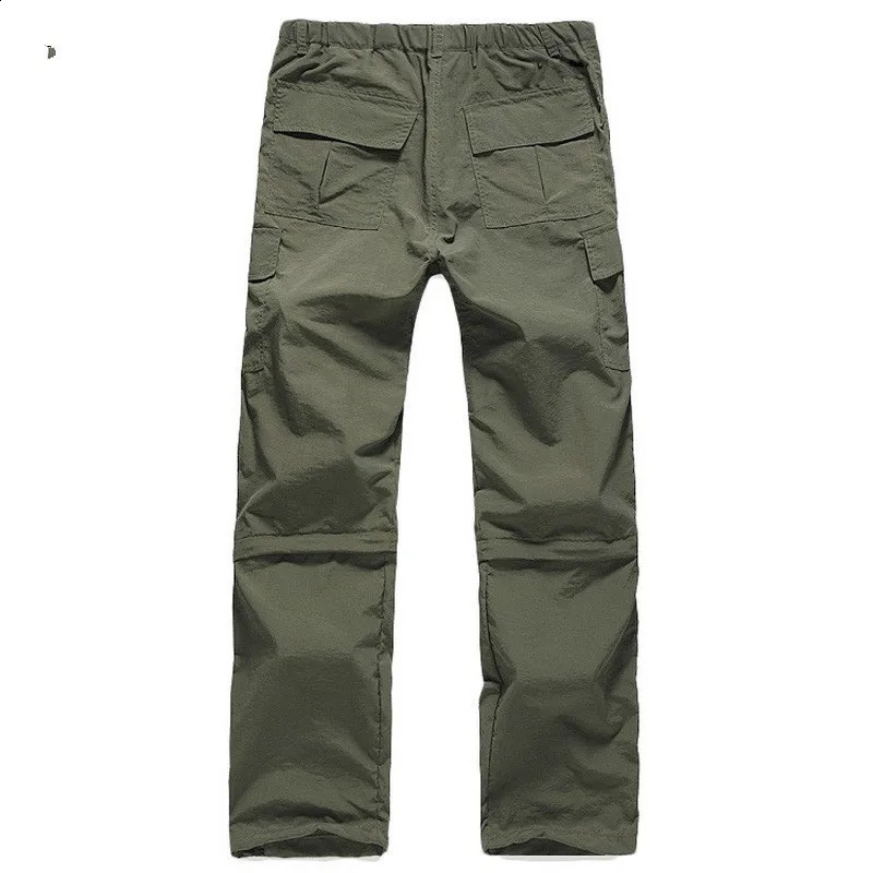 Detachable leg mens cargo pants pocket summer Sproting quick drying waterproof Trouser khaki thin work casual 3XL 240812