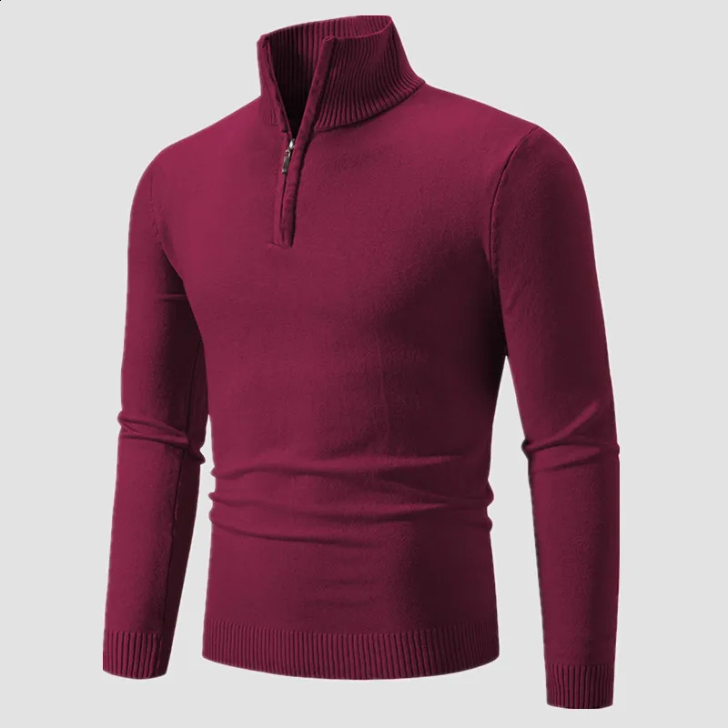 Autumn Mens Thick Half Zipper Sweatshirt Hoodie Spring Solid Color Turtle Neck 240812