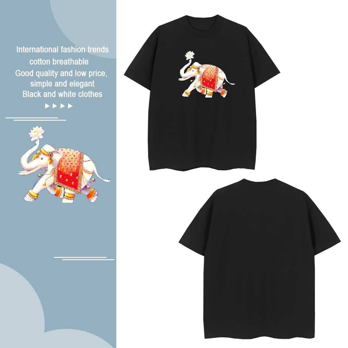 T-Shirts for Men 230g 100% Cotton elephant Sports Casual Breathable Soft DIY Printed Men Tees Fashion Design Comfortable Polos