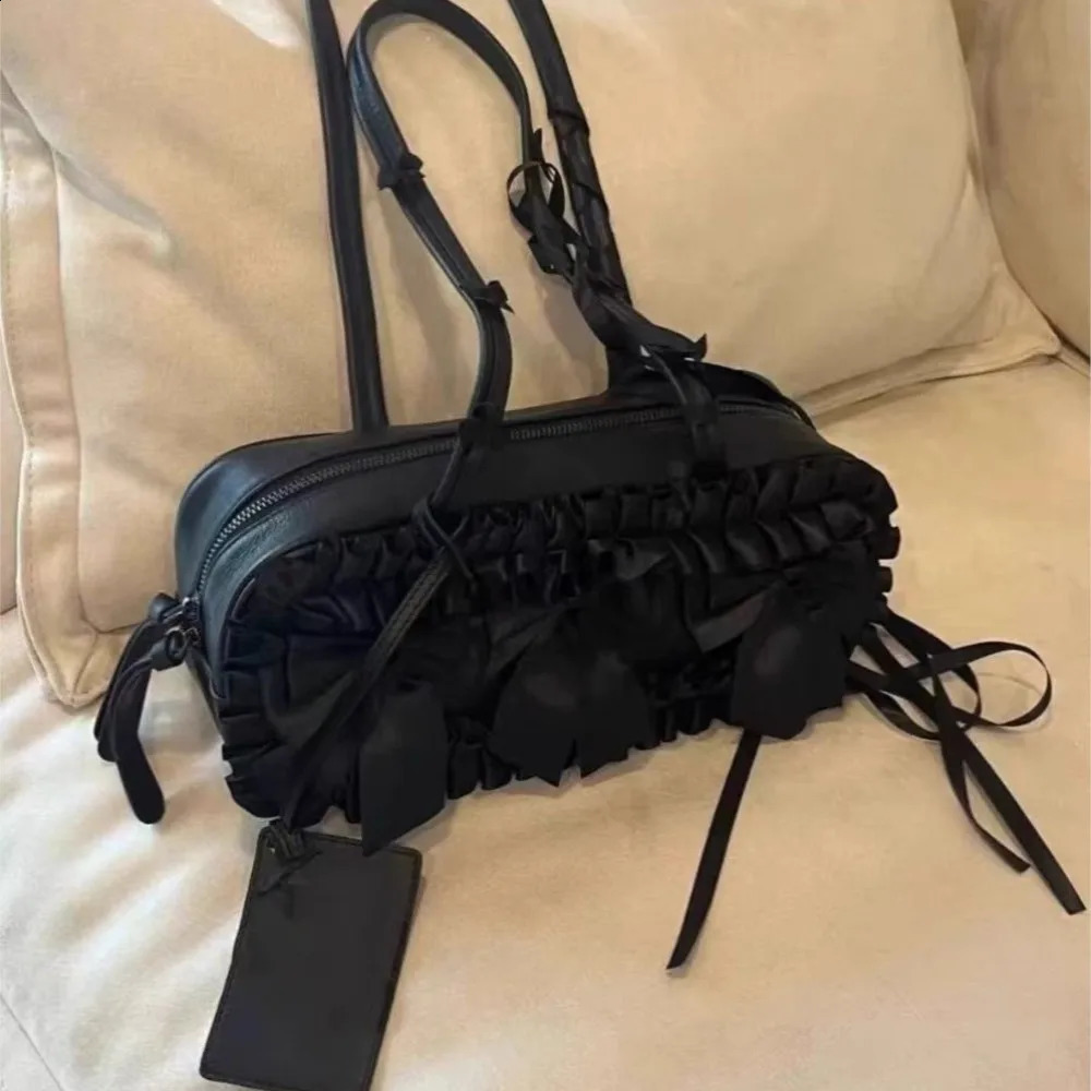 JIAERDI Gothic Bow Black Handbag Purse Women Vintage Haruku Aesthetic Shoulder Bags Ladies Fairy Core Underarm Bag Bolsos Chic 240813 1119 4