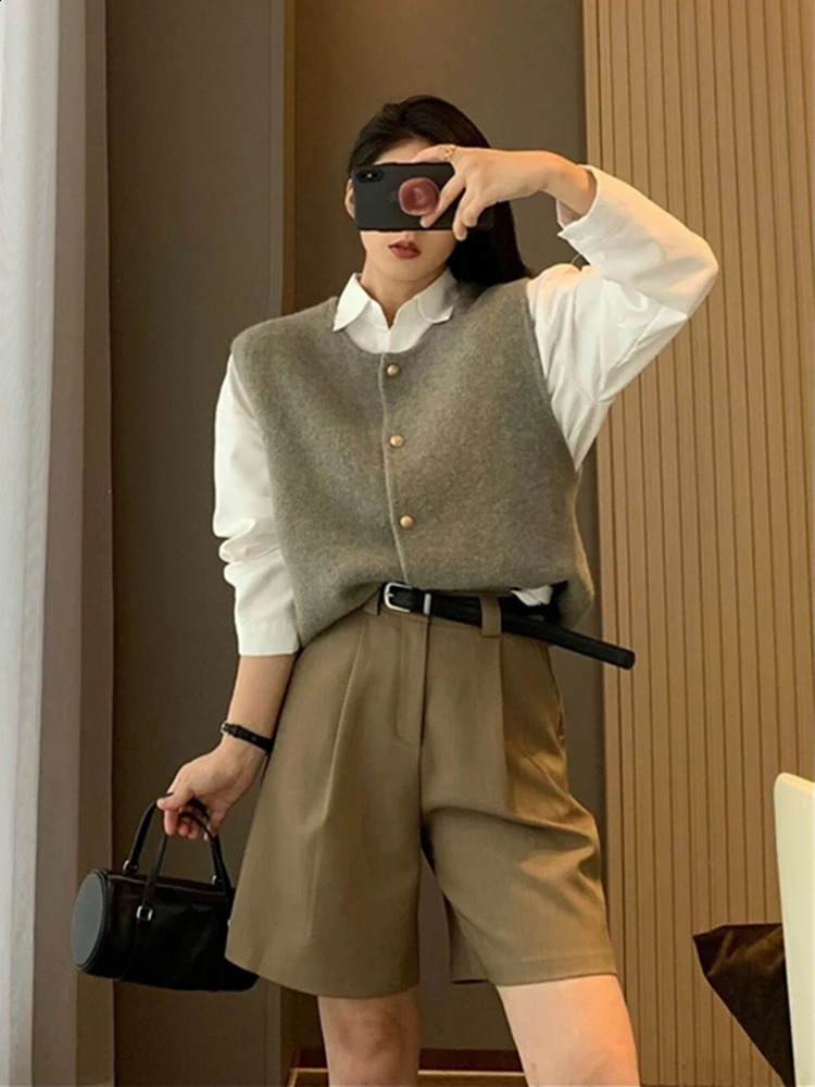 Colorfaith SWV9253JX Chic Preppy Style Wild Elegant Lady Waistcoat Knitted Vintage Women Autumn Winter Sweater Vests 240812